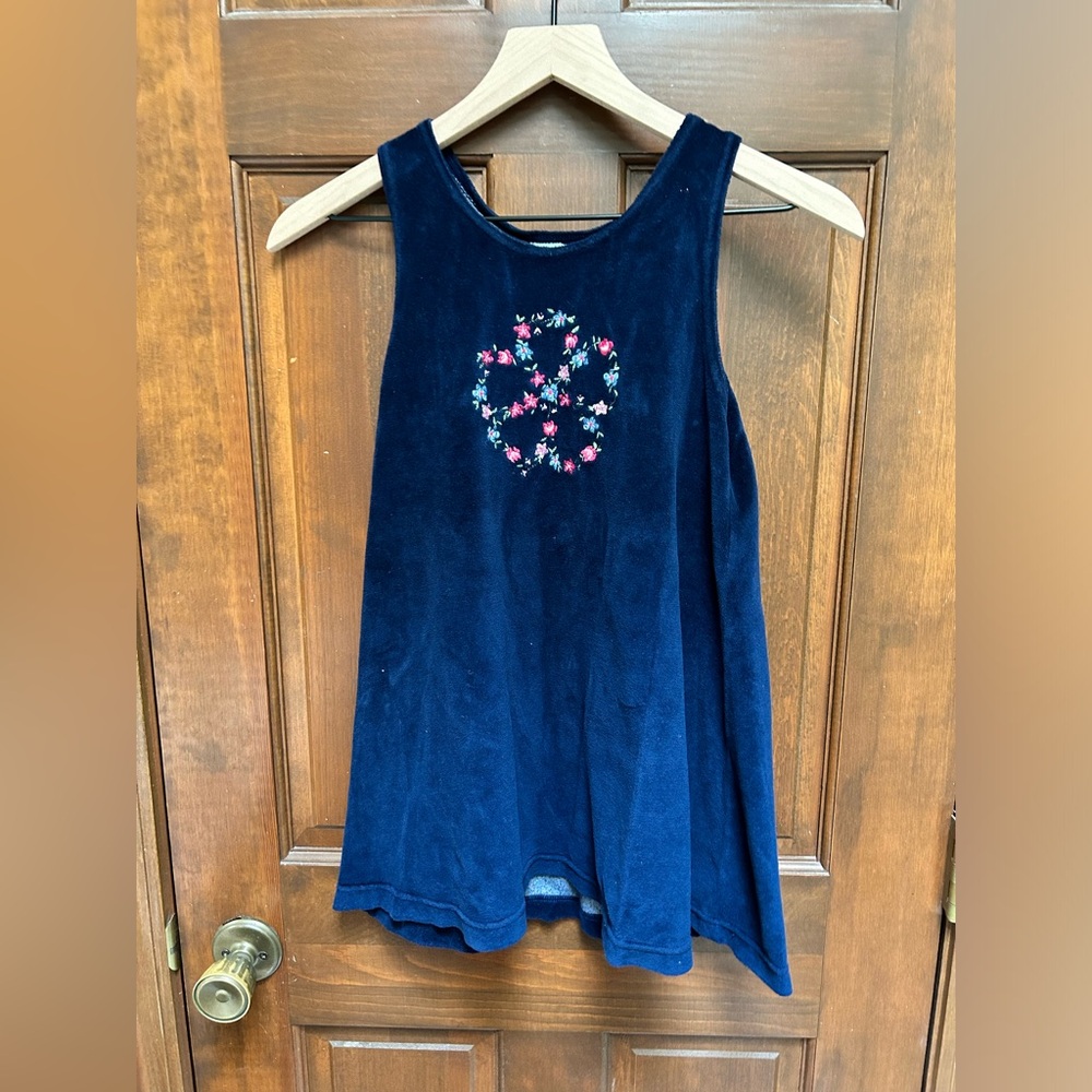 💜 FLAPDOODLES Cute Blue velvet embroidered Little Girls dress. Size 8.